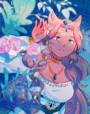 Half body + complex BG