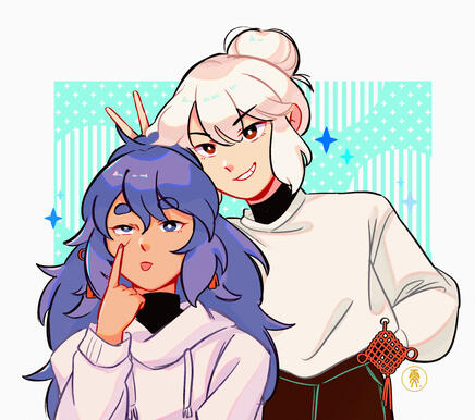 Basic bust-up + additional chara (half body)